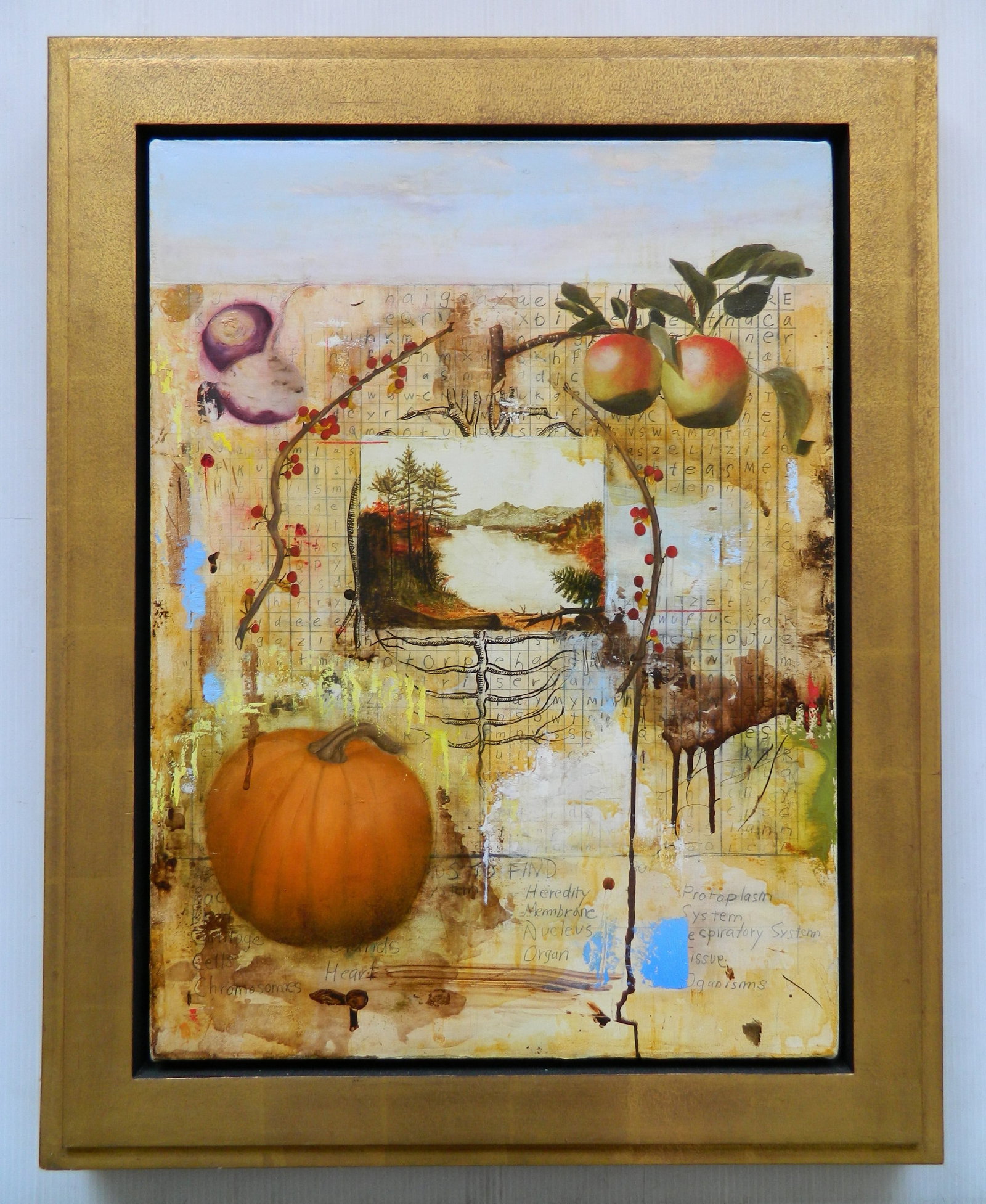 Catherine Mc Carthy (American 1955- ) oil: The Transcendentalist oil, pencil and ink on canvas, 1996, signed, titled and dated verso, framed. . 24 x 18'' Provenance: Private collection- Cleveland, OH