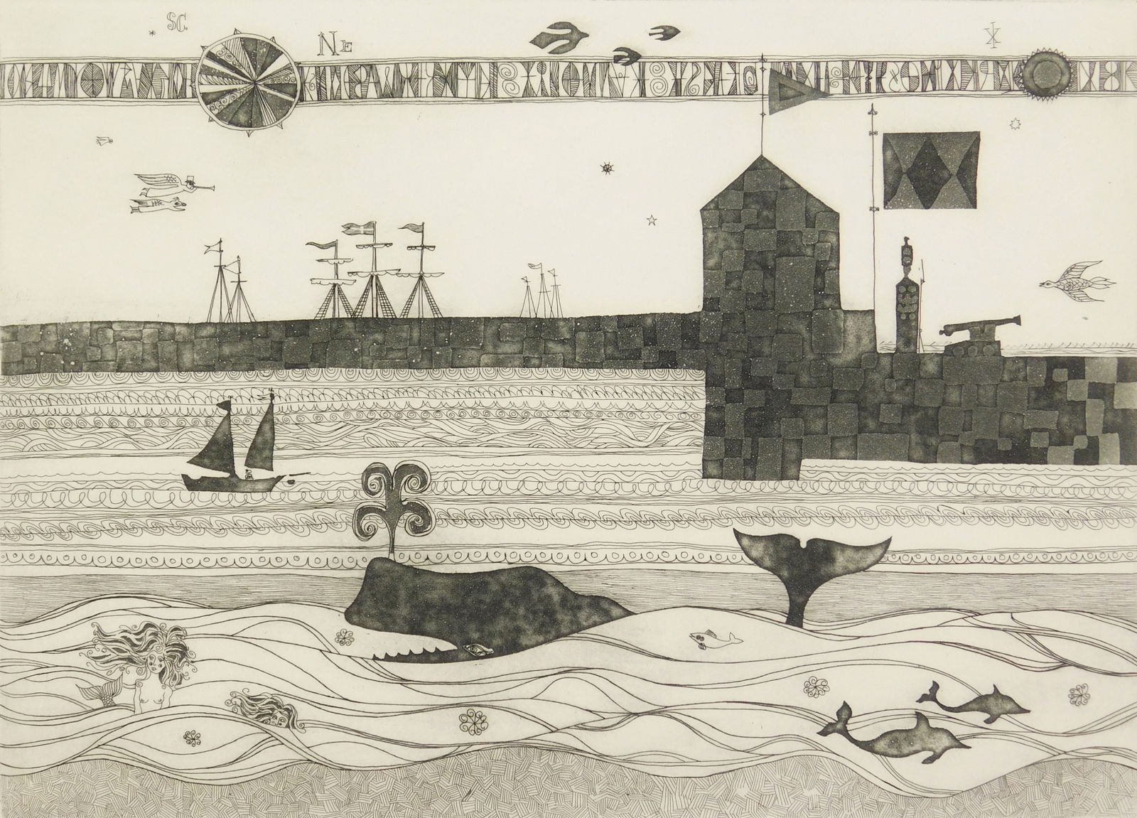 John Lochtefeld (American, 1933- ) etching (1 of 4)