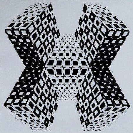 Roy Ahlgren serigraph: Roy Ahlgren- ''Efatopia''- serigraph, 1970, signed, dated, titled and numbered 139/150 in pencil. 17 x 17''