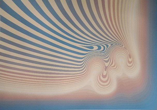 Roy Ahlgren 3 serigraphs: Roy Ahlgren- ''Expanded Iversions''- 1 graphite on paper as master drawing and 2 serigraphs in colors, 1981, all signed, dated and titled in pencil, serigraphs also numbered 5/150 and 11/150 in pencil