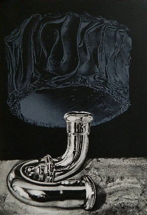 James Butler lithograph: James Butler- ''Homage to Jimmy Webb''- lithograph in colors, 1972, signed, dated, titled and numbered in pencil, edition of 30. 14 3/4 x 21 1/2''