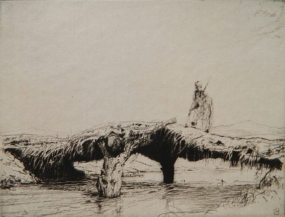 Charles William Cain etching and drypoint: Charles William Cain- The Raider, N. W. F. India- etching and drypoint, 1925, signed in pencil. Edition 30. Printed on cream wove paper on the full sheet with full margins. Publication price in 1925 w