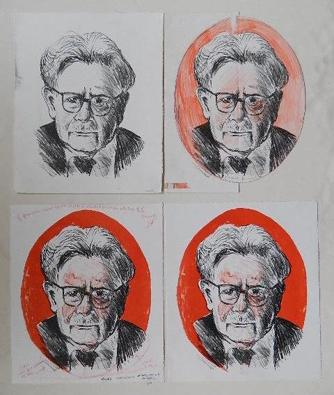 Sidney Chafetz 11 lithographs: Sidney Chafetz- Portraits including ''Stan Cohen MC/Poet''; ''Portrait''; ''Dr. Stan Cohen, Poet''; Untitled; ''Brothers (Sidney and Joseph Chafetz)'' and ''Elias Canneti'' (6)- 11 lithographs (4 in c