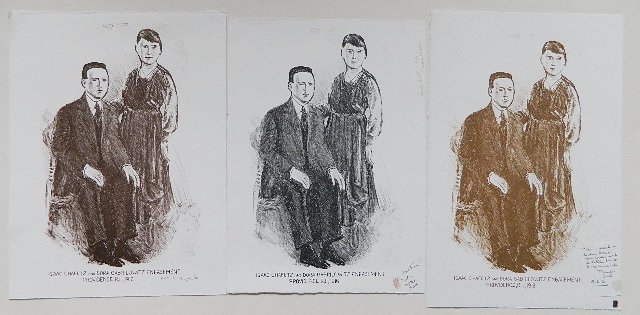 Sidney Chafetz 12 lithographs: Sidney Chafetz- Portraits including ''Parents (Isaac Chafetz and Dora Gabrilowitz Engagement)'' (5); ''Family Series'' (4); ''Philip Gabrilowitz W.W.I''; ''Nathaniel West''; ''Sua Cuique Voluptus''- 1