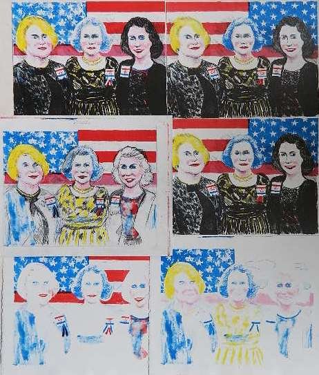 Sidney Chafetz lithographs: Sidney Chafetz- ''The Committee'' (8)- 8 lithographs, 1998, signed, dated, titled and inscribed 'B.A.T.' in pencil; together with 4 lithographs of Political and Patriotic subjects, proofs with notes i