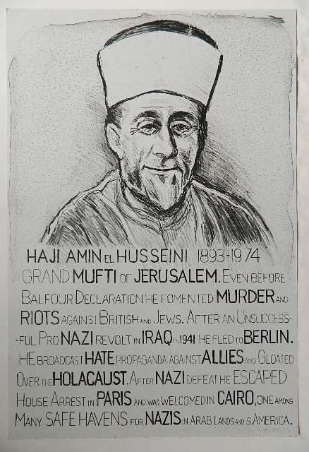 Sidney Chafetz 7 lithographs: Sidney Chafetz- Portraits including ''A. Neville Chamberlain'' (2); A Soldier; ''Karl Doenitz''; ''Arthur Rudolph''; ''Alois Brunner''; ''Haji Amin el Husseini''- 7 lithographs, 1991, mostly signed an