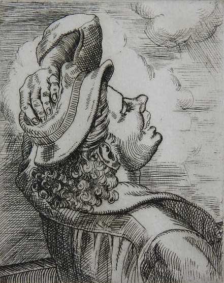 Minna Citron etching: Minna Citron- ''Buffeted''- etching, 1935, signed, dated and numbered 38/100 in pencil, from the portfolio 'Eight Prints 1934-1985' as published by Eddin Dean Press in 1985, very good condition. 4 7/8