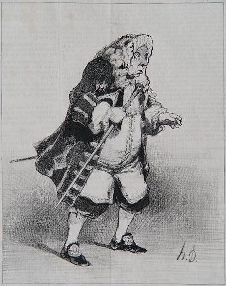 Honore Victorin Daumier lithograph: Honore Victorin Daumier- Bernard Leon (Role de Mignot, dans Marie Mignot) - Si vous saviez comme on fait du tort a un cuisinier quand on derange ses heures!... [Bernard Leon (in the role of Mignot in 