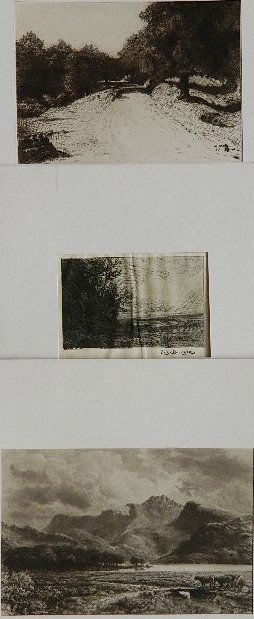 Bonnat; Bourgeois; Bradley - 3 etchings: Leon Bonnat- ''Pays Basque St. Jean de Luz''; Eugene Bourgeois- Landscape with Clouds; William Bradley- ''Cader Idris''- 3 etchings, as published in Magazine D'Art or L'Art Decoratif, various sizes.