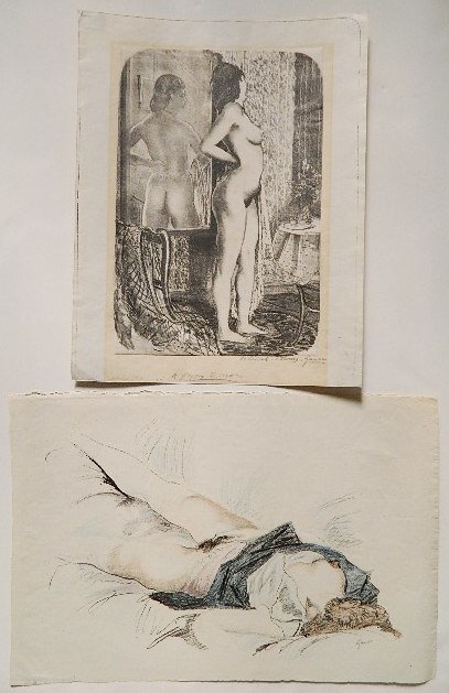 Emil Ganso 2 lithographs: Emil Ganso- ''Back and Profile'' (Smith L-4); Woman on Bed (no. 1) (S. L-117)- 1 lithograph on chine colle and 1 lithograph in colors, both signed in pencil, 'Back...' is 1932 and in edition of 35, 'B