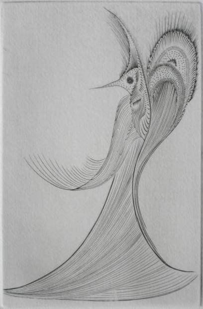 Ian Hugo engraving: Ian Hugo- ''On Stage'' (AAA/Czestochowski 1979.012.009)- engraving, 1946, signed, dated, titled and numbered 23/50, from 'Ten Engravings' portfolio as published in 1979. 6 x 6''