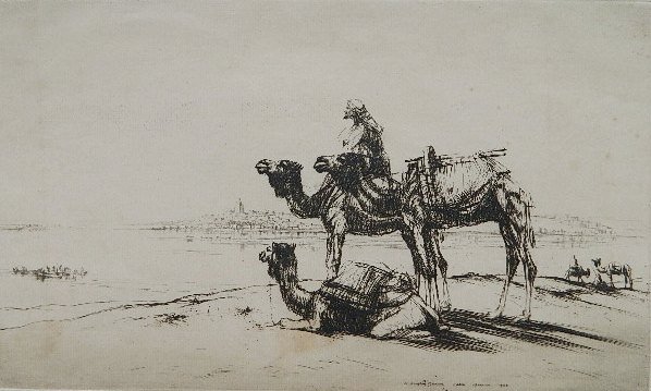 William Douglas Macleod etching: William Douglas Macleod- ''Salle Morocco''- etching, signed and numbered VIII A in pen, creases in margins, foxing throughout. 8 x 13 1/4''
