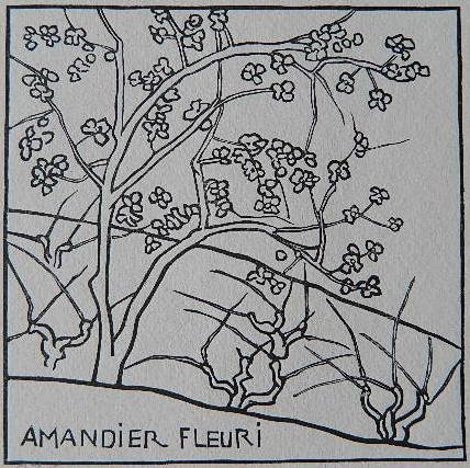 Aristide Maillol woodcut: Aristide Maillol- ''Amandier Fleuri''- woodcut, numbered 87/100 in pencil, artist's red chop, very good condition. 4 3/4 x 4 5/8''