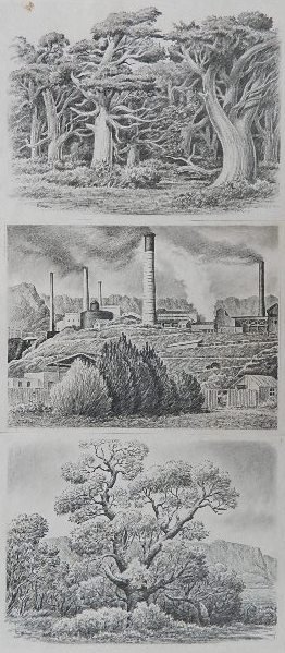 Chauncey Maltman 3 graphite drawings: Chauncey Maltman- Landscapes- 3 graphite on paper, 1961, all signed and dated lower left in image, minor staining, few small tears. 11 1/4 x 15'' ea.