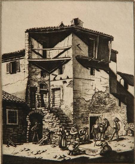 William E. C. Morgan etching: William E. C. Morgan- Italian Cottage- etching, 1928, signed, titled and numbered 15/78 in pencil. 7 x 5 3/4''