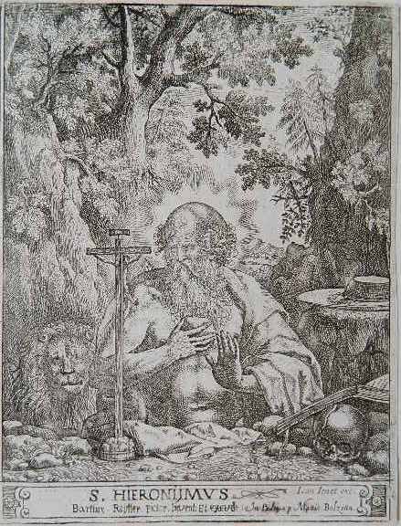 Bartolomeus Reiter etching: Bartolomeus Reiter- ''St. Jerome''- etching. 7 7/8 x 6''