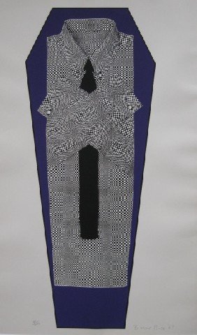 Brian Rice silkscreen: Brian Rice- ''Death of Pop''- silkscreen in colors, 1967, signed, dated and numbered 40/200 in pencil. 33 1/2 x 14''