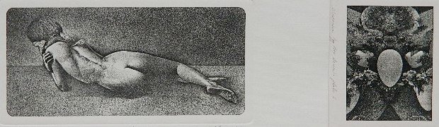 Richard Ruble 2 etchings: Richard Ruble- ''Wisconsin Egg Box Series - Plate I''; ''Untitled - Nude''- 2 etchings, 1978, 1979, each signed, dated, titled and numbered 2/75, 30/100 in pencil. 5 7/8 x 4 1/2''; 5 1/2 x 12''