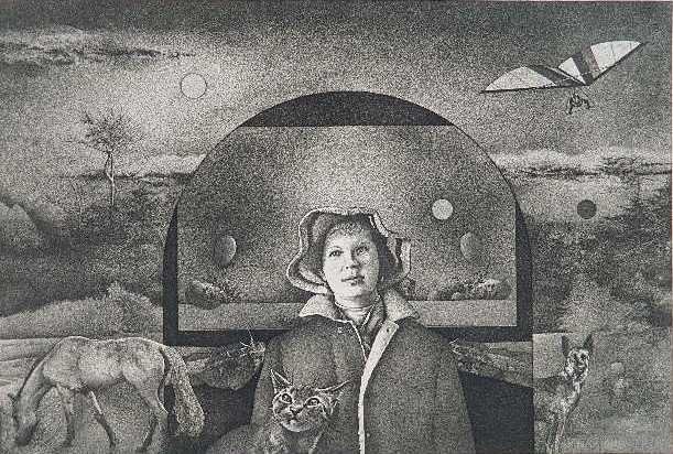 Richard Ruble etching: Richard Ruble- ''Mary Wickens, Mary Wickens II''- etching, 1980, signed, dated, titled and numbered 20/50 in pencil. 17 3/4 x 26''