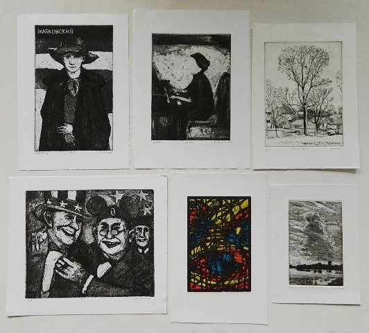 F. Stack; S. Chafetz- lithographs and etchings: Frank Stack- ''Ashley'' (14); ''House on Broadway''; ''The Trail''; ''Evening Sky Over The River'' (2); ''Bridge Over A Creek''; ''Snow''; ''Tree in Spring''- 16 lithographs and 5 etchings, all signed