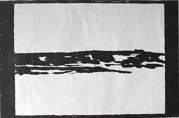 Sandy Walker woodcut: Sandy Walker- ''Wyoming Horizon''- woodcut, 1991, initialed in pencil, edition of 260, The Print Club of Cleveland publication no. 72. 24 x 36''