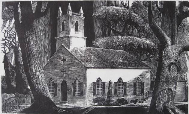 Lynd Ward wood engraving: Lynd Ward- ''Historic Christ Church''- wood engraving, 1970, signed, titled, dated and numbered in pencil, AAA edition. 9 x 15''