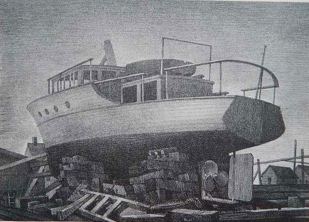 Paul Winchell lithograph: Paul Winchell- Drydocked- lithograph. 10 x 13 3/4''