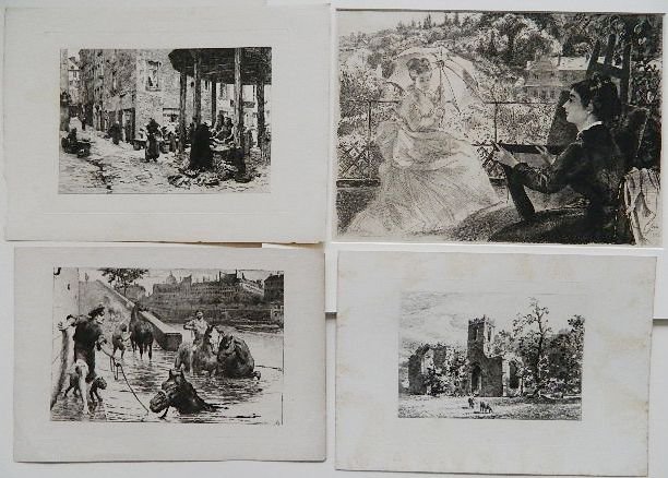 19th / 20th c. French School etchings: 19th / 20th c. French School etchings including Bracquemond, Legros, Lalanne, Millet, Lhermitte, etc., as is, various sizes.