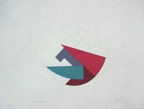 John Pearson silkscreen and pencil: John Pearson (American 1940- )- ''Circle-Section Series/Invert PC''- silkscreen in colors with hand drawn pencil, 1984, edition of 260, the Print Club of Cleveland publication No. 62, very good condit