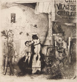 Bela Kondor (Hungarian, 1931-1972) etching