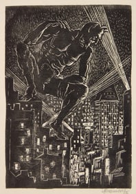 Albert Abramovitz (Russian/American, 1879-1963) wood egraving