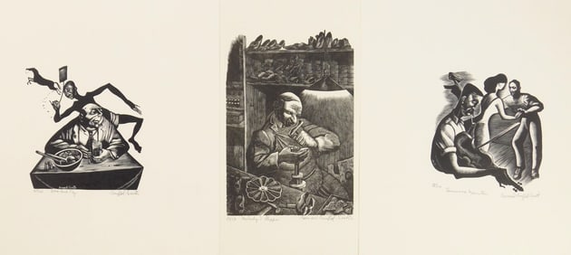 3 Bernard Brussel- Smith (American, 1914-1989) wood engravings