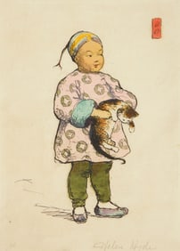 Helen Hyde (American, 1868-1919) etching in color