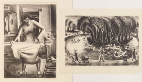 2 Max Kahn (American, 1902-2005) lithographs