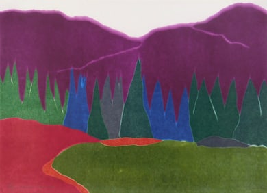 Richard Kemble (American, 1932-2007) woodcut