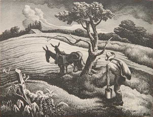 Thomas Hart Benton lithograph: Thomas Hart Benton (American 1889-1975)- ''Approaching Storm'' (Fath 25)- lithograph, 1938, signed in pencil, edition of 190, The Print Club of Cleveland publication, very good condition. 9 3/4 x 12 1