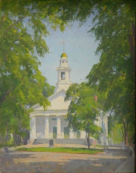 Allen Cochran oil: Allen Cochran- Streetscape- oil on canvasboard, very good condition. 20 x 16''