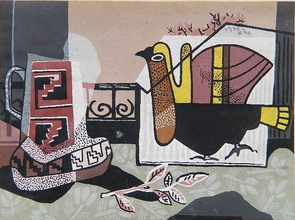 Guy MacCoy serigraph: Guy MacCoy (American 1904-1981)- ''Leaf Patterns''- serigraph, 1946, signed, dated and titled in pencil, repair to paper verso. 6 7/8 x 9 1/8''