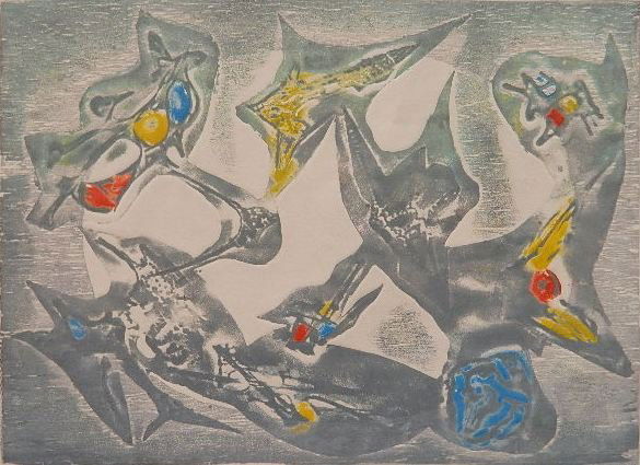 Boris Margo cellocut: Boris Margo (American 1902-1995)- ''From Meteorites''- cellocut, signed, titled and numbered 193/200 in pencil. 11 1/2 x 15 3/4''