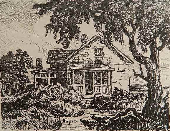 Birger Sandzen lithograph: Birger Sandzen (American 1871-1954)- ''Abandoned Farmhouse'' (Greenough L.53)- lithograph, 1920, signed and titled in pencil, edition of 50. 8 1/2 x 11''