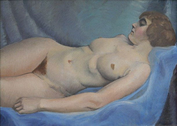 Paul Winchell oil: Paul Winchell (American 1903-1972)- Reclining Nude- oil on canvas. 25 x 35''