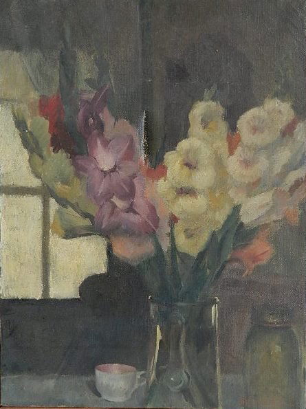 Paul Winchell oil: Paul Winchell (American 1903-1972)- Floral Still-Life- oil on canvas, signed Winchell lower right. Note: tear in canvas. 24 x 18''