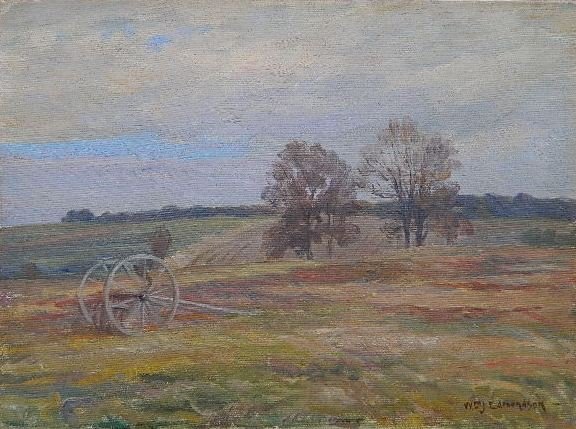 William J. Edmondson oil: William J. Edmondson (American 1868-1966)- Landscape- oil on canvasboard, signed Wm. J. Edmondson lower right. 11 x 14 3/4''