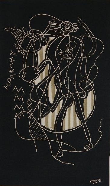 after Georges Braque lithograph: after Georges Braque (French 1882-1963)- Untitled- lithograph in colors. 19 3/4 x 12''