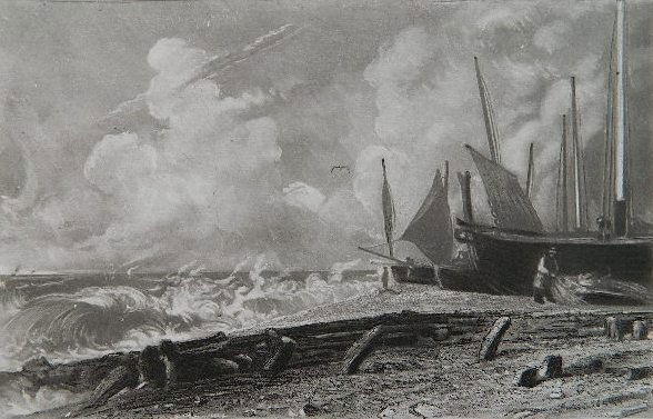 David Lucas mezzotint: David Lucas (British 1802-1881)- ''A Sea Beach, Brighton'' (Wilton 9)- mezzotint on wove paper, 1830, after John Constable, from English Landscape Scenery, from a published edition, few minor foxing i