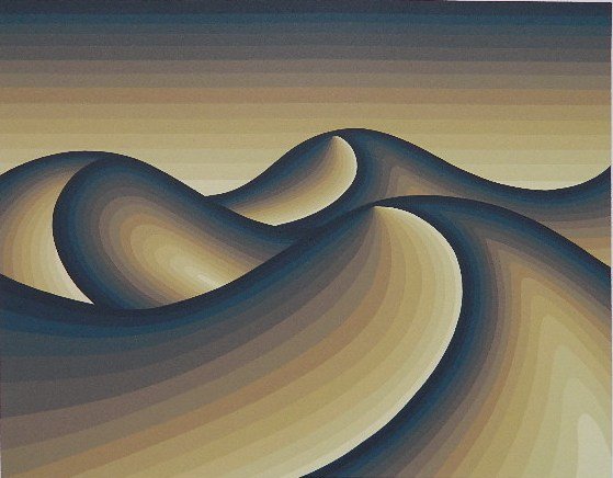 Roy Ahlgren serigraph: Roy Ahlgren (American 1927-2011)- ''Namibia''- serigraph in colors, 1983, signed, dated, titled and numbered 66/130 in pencil, very good condition. 10 1/2 x 13 1/2''