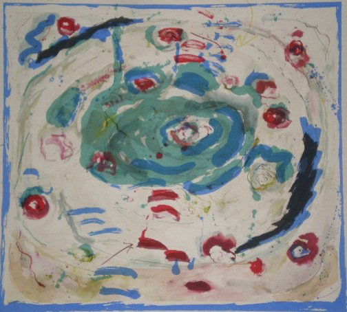 Joan Snyder silkscreen in colors: Joan Snyder (American 1940)- ''Oasis''- silkscreen in colors, 2006, signed and dated in pencil, from the Black Pond series, the Print club of New York 2006 presentation print. 20 3/4 x 22 1/2''