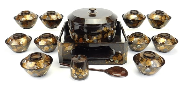 Japanese lacquer rice set