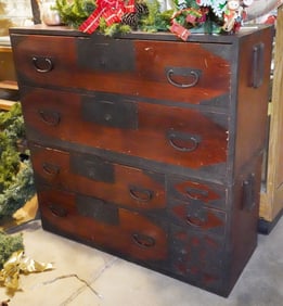 Japanese tansu chest on chest