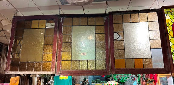 Set of 3 Leaded stain glass windows